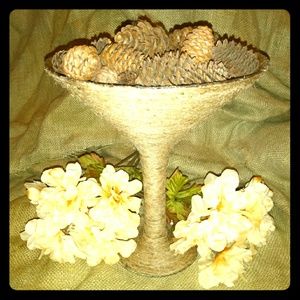 Very LARGE margarita glass with twine no pinecones